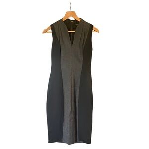 Elie Tahari Black and Gray Midi Dress
